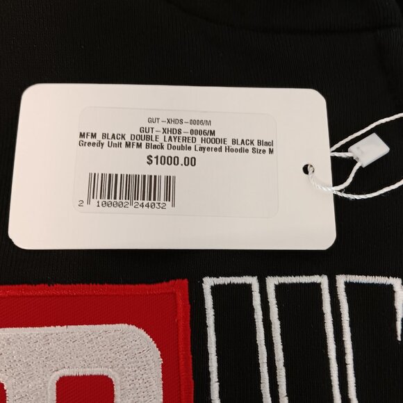 MURD333R.FM x GREEDY UNIT DOUBLE LAYERED BLACK HOODIE - MED - Picture 12 of 12